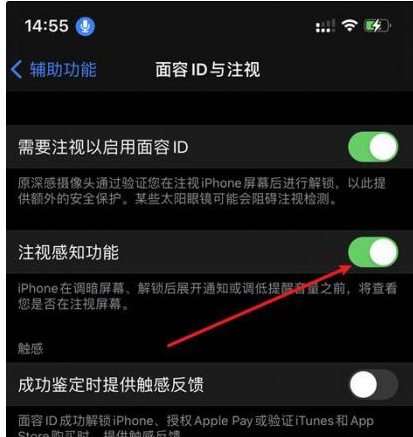 兴城苹果14维修网点分享iPhone14注视感知功能有什么用 